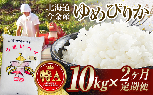 【2ヶ月連続お届け】令和6年産 今金産 ゆめぴりか 10kg 定期便 北海道 今金町産 米 白米 米俵 F21W-439