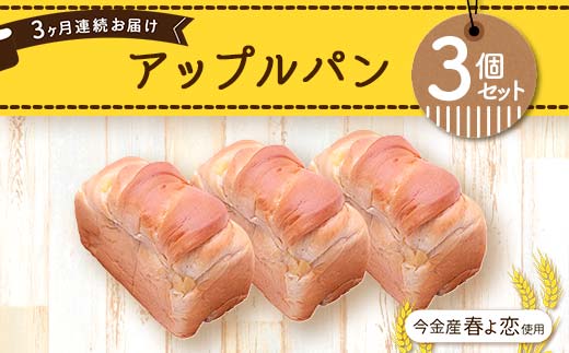 【3ヶ月連続お届け】今金産春よ恋使用！アップルパン3個セット F21W-469