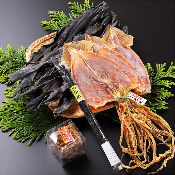 【北海道産乾物セット】マーレ旭丸うま味セットA だし昆布 スルメ わかめ ホタテ 貝ひも 天然  天日干し 海鮮 詰め合わせ せたな町 ふるさと納税