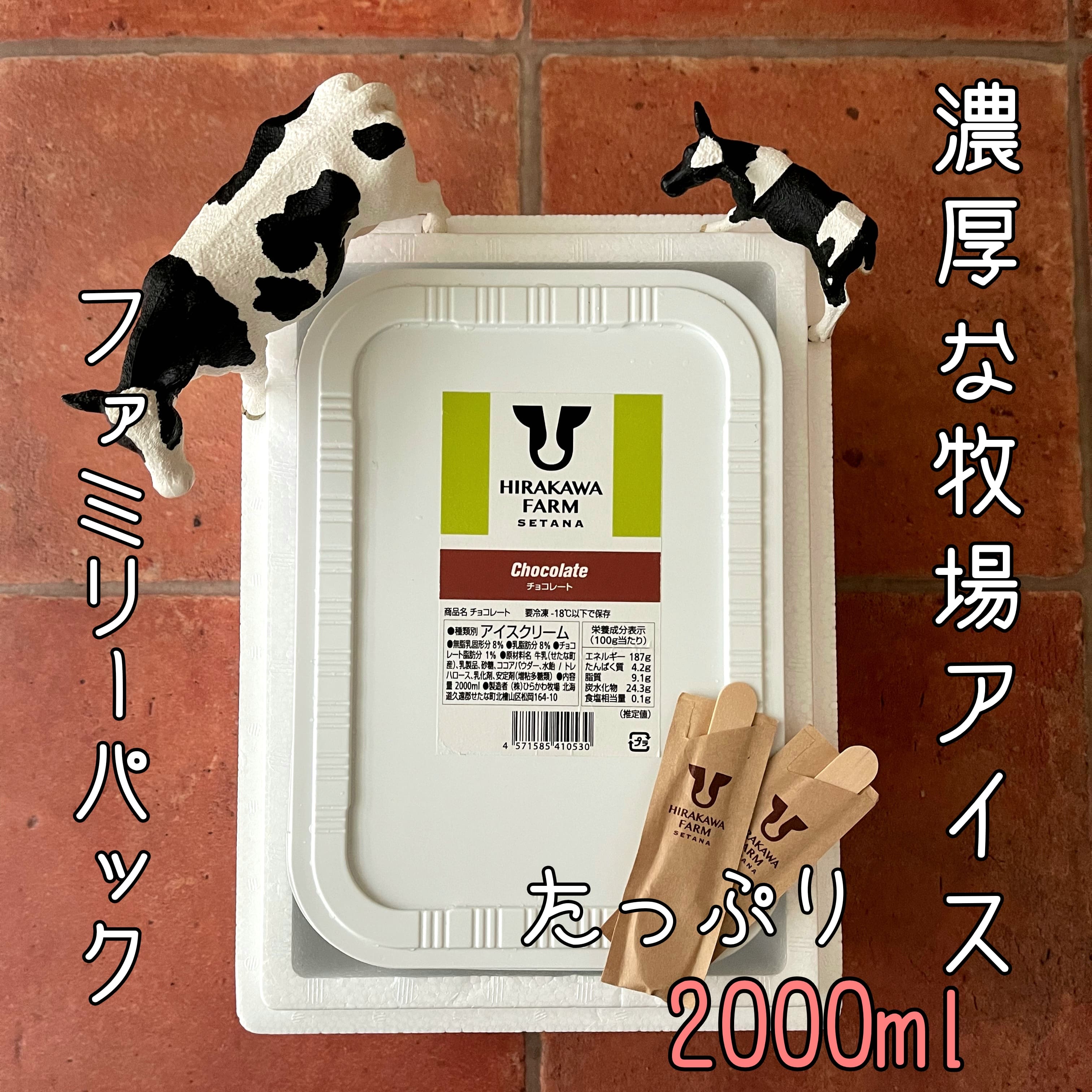 【北海道産搾りたて生乳使用】ひらかわ牧場のアイスクリーム チョコ 2Lパック ファミリー デザート スイーツ お取り寄せ ギフト せたな町 ふるさと納税