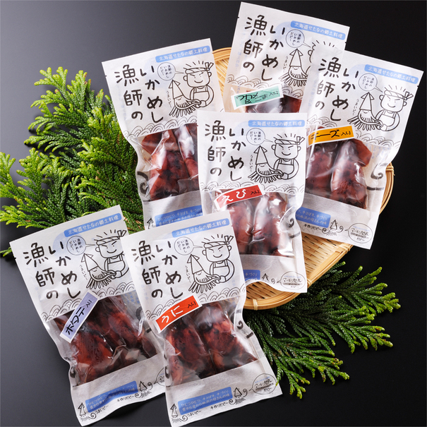 【北のハイグレード食品Sに選定】漁師のいかめし アラカルト12本 プレーン ホタテ入 わかめ＆ゴマ チーズ入 海老入 うに入 北海道産 するめいか 海鮮 せたな町 ふるさと納税