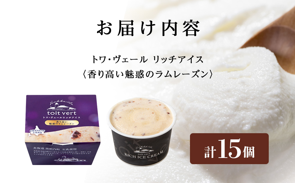 リッチアイスクリーム 香り高い魅惑のラムレーズン 15個セット（100ml）アイス スイーツ おやつ 冷凍 食べ比べ