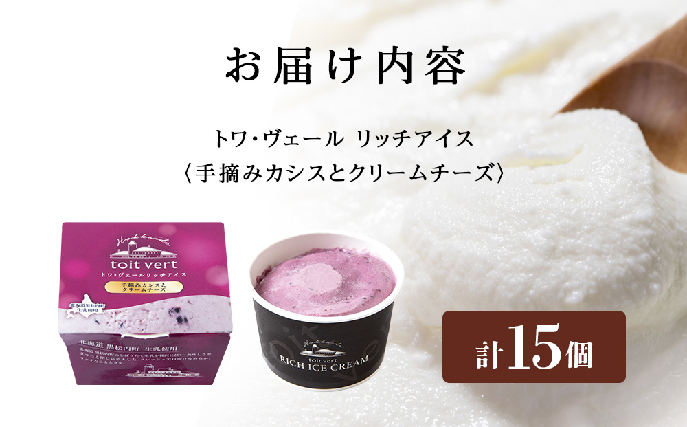 リッチアイスクリーム 手摘みカシスとクリームチーズ 15個セット（100ml）アイス スイーツ おやつ 冷凍 食べ比べ