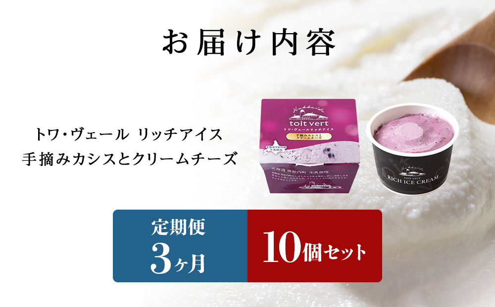 【定期便3ヶ月】リッチアイスクリーム 手摘みカシスとクリームチーズ　10個セット（100ml）