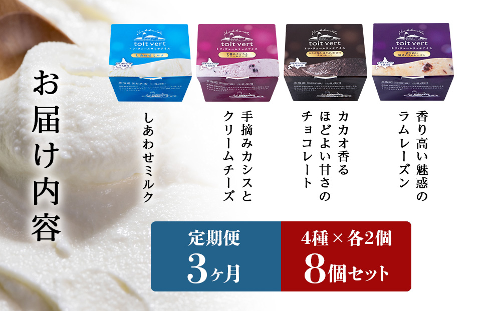 【定期便3ヶ月】リッチアイスクリーム 8個セット（100ml）【 4種 × 各2個】アイス スイーツ おやつ 冷凍 食べ比べ