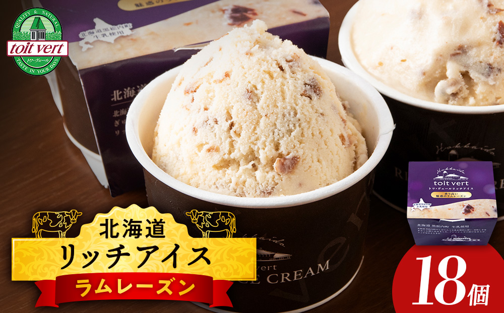 リッチアイスクリーム 香り高い魅惑のラムレーズン 18個セット（100ml）アイス スイーツ おやつ 冷凍 食べ比べ