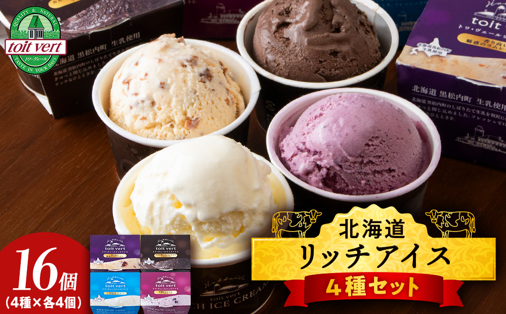 リッチアイスクリーム 16個セット（100ml）【 4種 × 各4個】アイス スイーツ おやつ 冷凍 食べ比べ