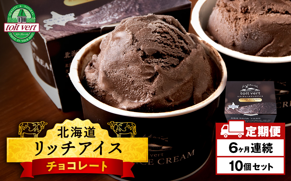 【定期便6ヶ月】リッチアイスクリーム カカオ香るほどよい甘さのチョコレート 10個セット（100ml）
