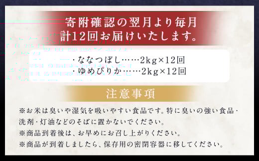 【12ヶ月定期便】らんこし米食べ比べ （ななつぼし・ゆめぴりか） 各2kg
