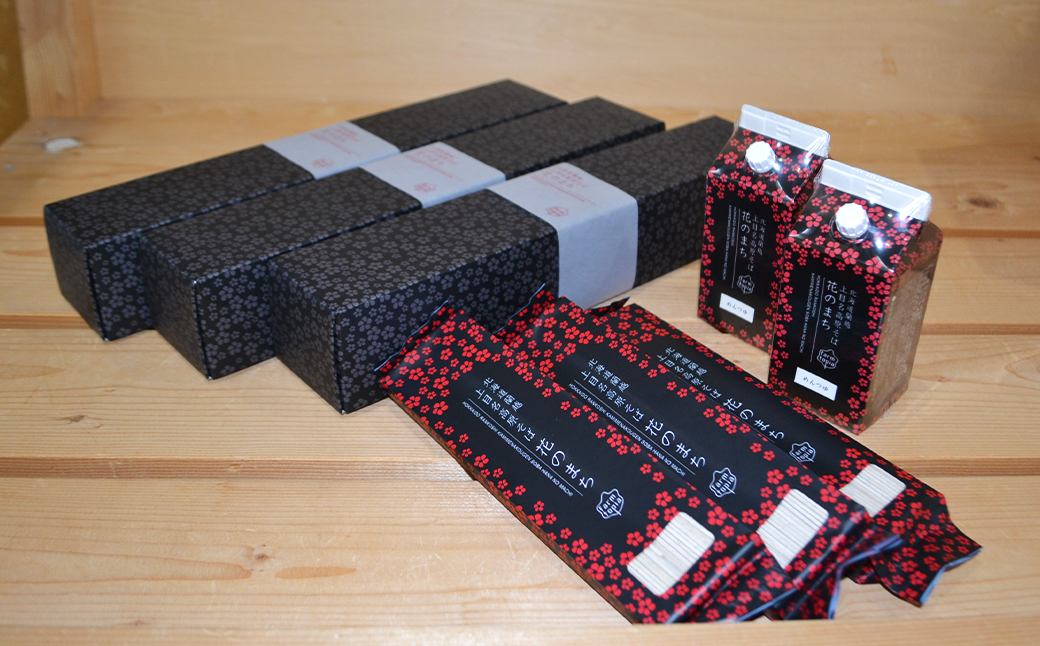 【3ケ月定期便】そば乾麺 花のまち（8人前）