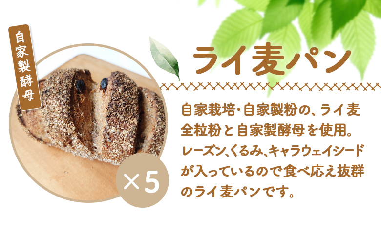 【ニセコ町】奥土農場のライ麦パン 5個セット（自家製酵母）【42007】