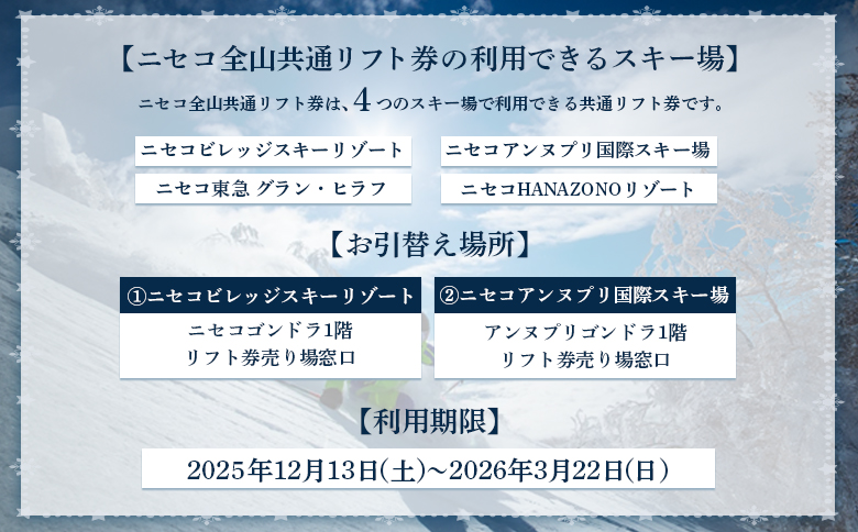 ニセコ全山共通リフト券（All Mt.Pass）1日券（1枚）ニセコ