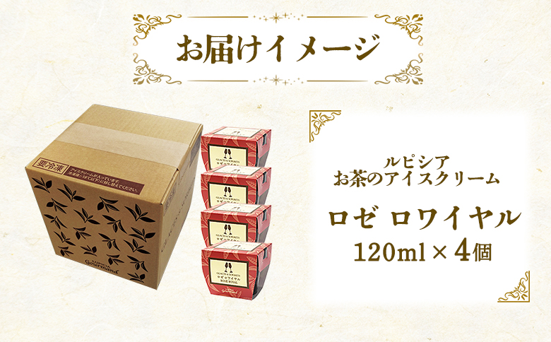【北海道の生乳×ルピシアのお茶 アイス】グラス＆ソルベ（ロゼ ロワイヤル）４個セット【06138】