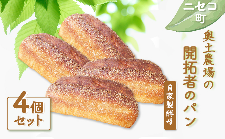 【ニセコ町】奥土農場の開拓者のパン 4個セット（自家製酵母）【42006】