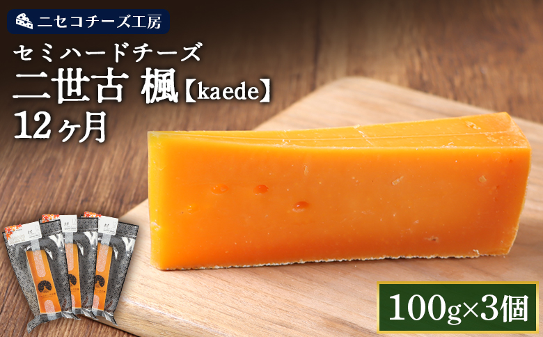 【ニセコチーズ工房】セミハードチーズ 二世古 椛【momiji】12ヶ月 100g×3個【43011】