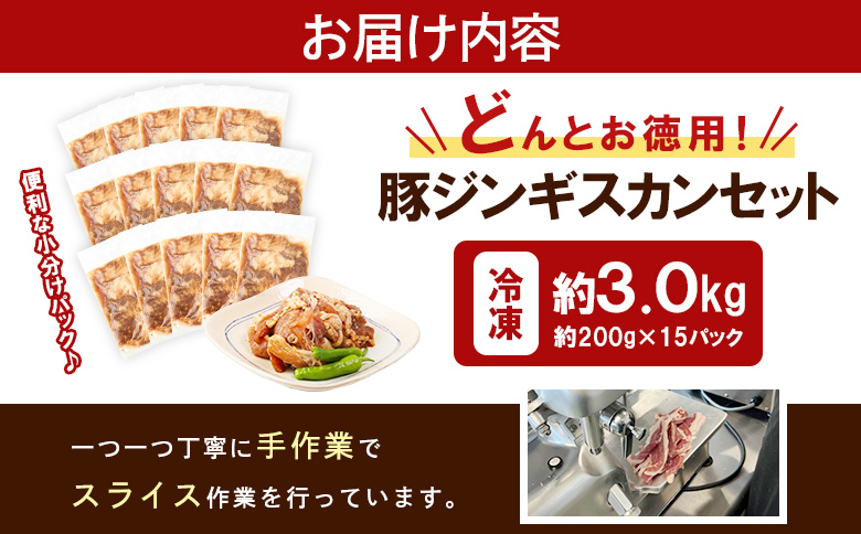 留寿都産　ルスツ羊蹄ぶた　『徳用』豚ジンギスカンセット（豚ジンギスカン【約3.0kg】）【28006】