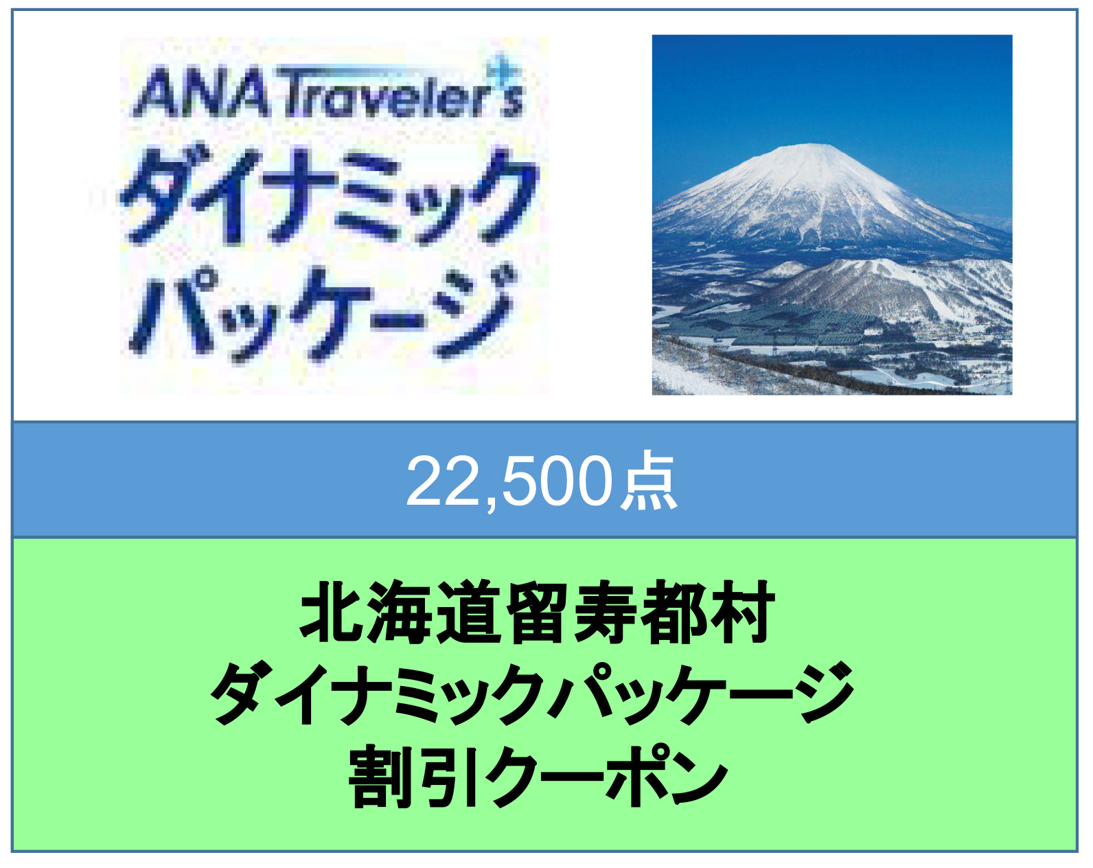 北海道留寿都村 ANAトラベラーズダイナミックパッケージ割引クーポン（22,500点）