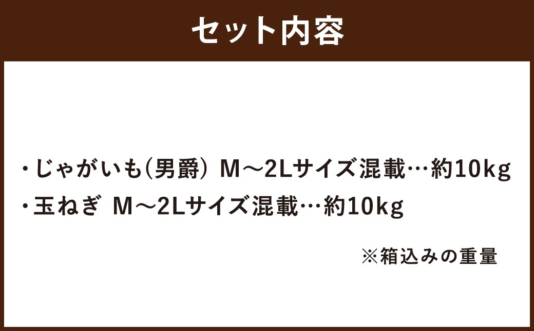 北海道産 じゃがいも 男爵 玉ねぎ セット M～2Lサイズ混載 各約10kg 合計約20kg 2箱 山田農場 ジャガイモ 芋 いも イモ 玉葱 タマネギ たまねぎ 国産 【2026年10月上旬-2027年1月上旬迄発送予定】