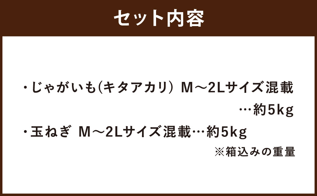 北海道産 じゃがいも キタアカリ 玉ねぎ セット M～2Lサイズ混載 各約5kg 合計約10kg 2箱 山田農場 ジャガイモ 芋 いも イモ 玉葱 タマネギ たまねぎ 国産 【2026年10月上旬-2027年1月上旬迄発送予定】