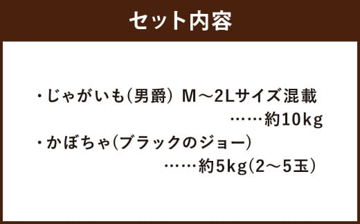 北海道産 じゃがいも 男爵 M～2Lサイズ混載 約10kg かぼちゃ ブラックのジョー 約5kg（2～5玉） セット 各1箱 合計約15kg 2箱 山田農場 ジャガイモ 芋 いも イモ 栗かぼちゃ 南瓜 カボチャ 国産 【2025年10月上旬-10月下旬迄発送予定】
