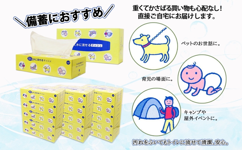 北海道 定期便 2ヵ月毎 全6回 とけまるくん 水に流せる ティッシュ 150組 計60箱  ティッシュペーパー ボックス リサイクル 日本製 防災 常備品 日用品 消耗品 備蓄 育児 福祉 ペット キャンプ 送料無料 倶知安町