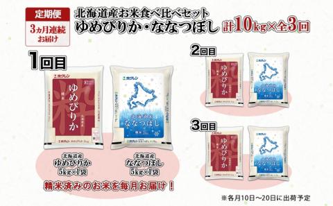 定期便 3ヵ月連続3回 北海道産 ゆめぴりか ななつぼし 食べ比べ セット 精米 5kg 各1袋 計10kg 米 特A 白米 お取り寄せ ごはん ブランド米 ようてい農業協同組合 ホクレン