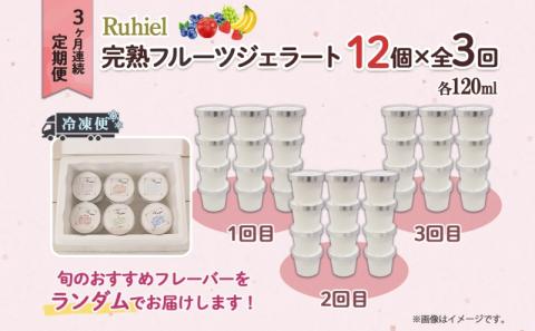 ◆3ヶ月連続定期便◆Ruhiel（ルヒエル）の完熟フルーツジェラート 12個セット スイーツ デザート