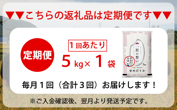 令和6年産  定期便 3ヵ月連続お届け ゆめぴりか 5kg 精米 北海道 共和町