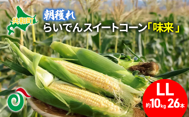 とうもろこし らいでん スイートコーン 味来 LL規格 約10kg 北海道