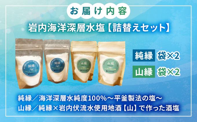 岩内海洋深層水塩【純縁・山縁詰替えセット】(純縁　袋×2 山縁　袋×2）035-a004 【純縁・山縁詰替えセット】