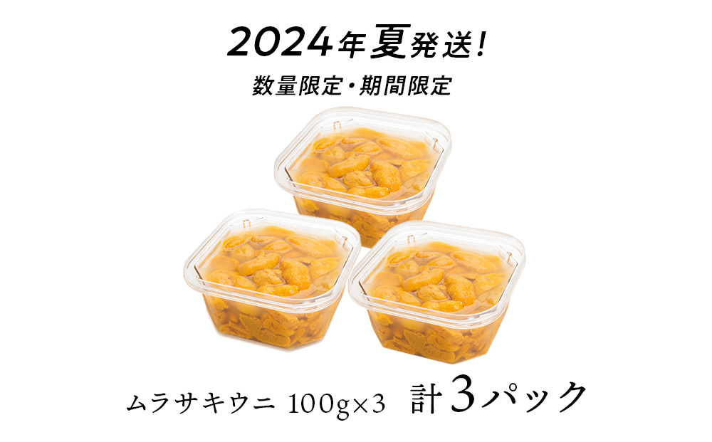 2024年夏発送分】ムラサキウニ100g×3パック 海鮮 ウニ 雲丹 塩水 無添加: 積丹町ANAのふるさと納税