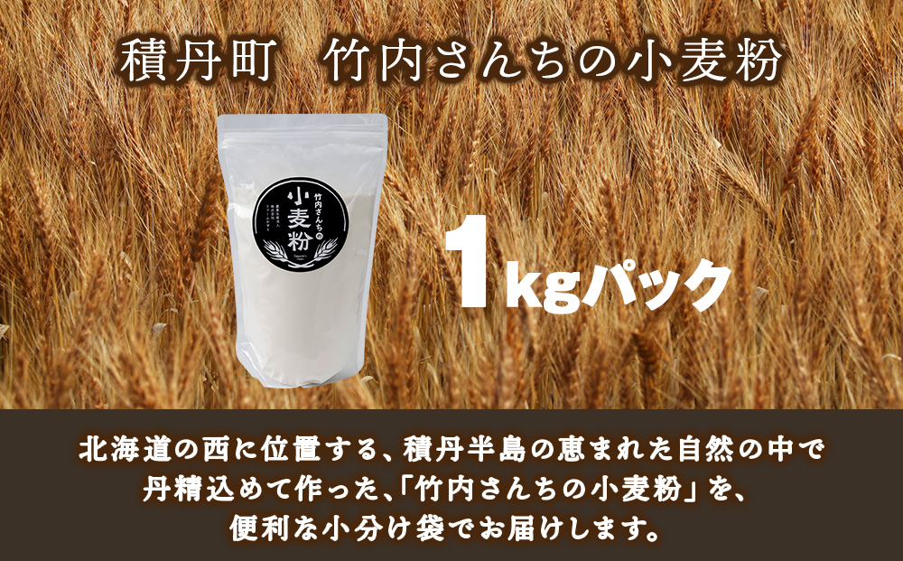 竹内さんちの小麦粉【北海道 春よ恋（１kg×３袋）便利な小分け袋でお届け】 小麦粉 1kg 3㎏ 春よ恋 小分け お菓子 パン