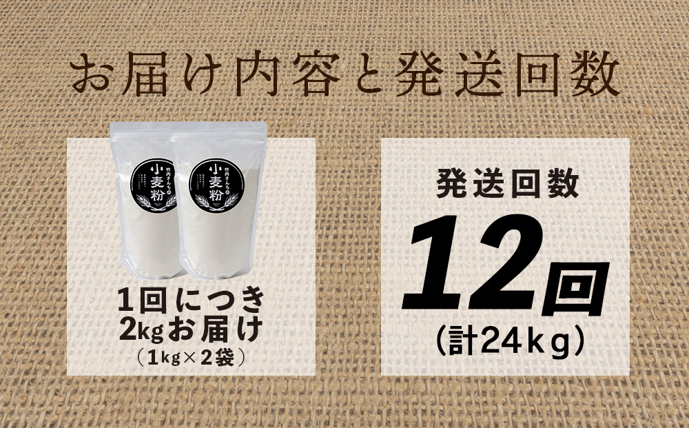 12ヵ月定期便 竹内さんちの小麦粉 強力粉【北海道 春よ恋 1kg×2袋 保存に便利なチャック付袋！】 小分け お菓子 パン
