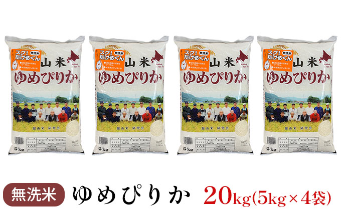 銀山米研究会の無洗米＜ゆめぴりか＞20kg（5kg×4袋）【機内食に採用】 ライス 白米 精米 ブランド米 おにぎり お弁当 北海道産 産地直送 ご飯 時短 朝ごはん 夜ごはん 昼ごはん [株式会社 松原米穀]