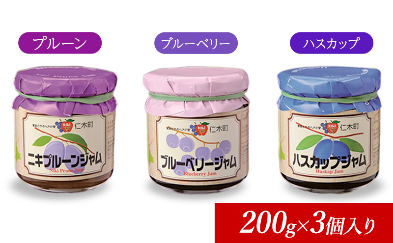 JA新おたるの『紫色果実』のジャムセット(200g×3個入り) ブルーベリー プルーン ハスカップ 果物 フルーツ[JA新おたる]