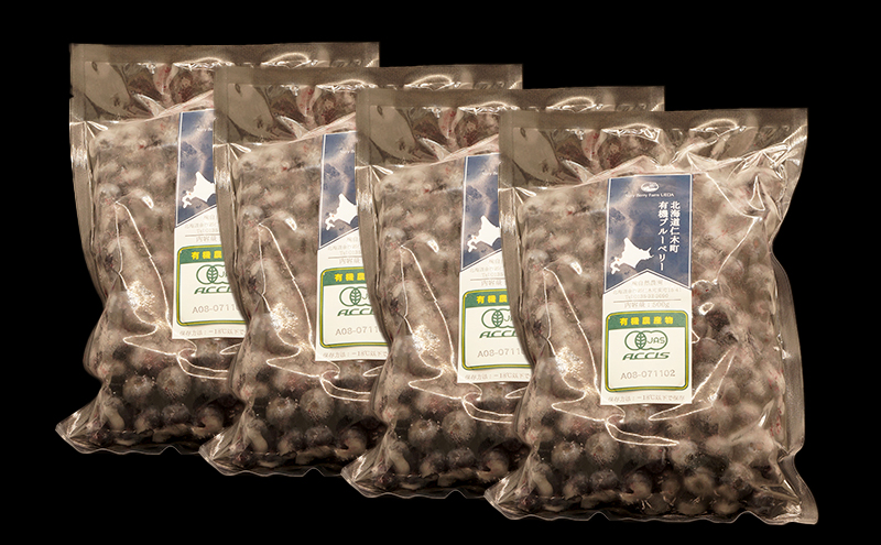 【有機JAS認証】北海道仁木町産オーガニック冷凍ブルーベリー 500g×4パック 計2.0kg 果物 フルーツ 冷凍フルーツ 有機栽培 樹上完熟 手摘み トッピング  [株式会社 自然農園]