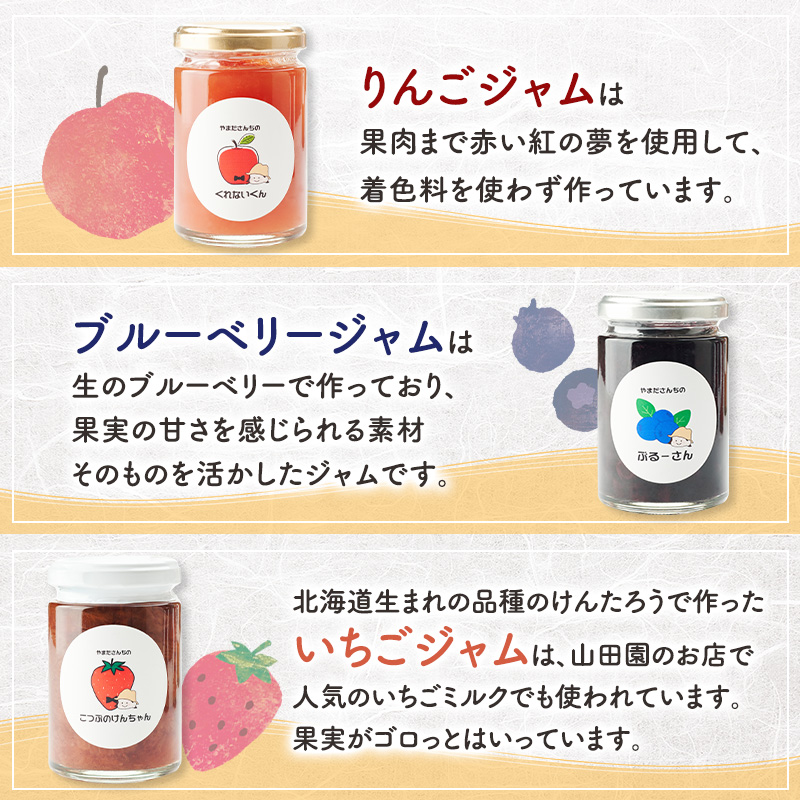 北海道 仁木町産 りんごジュース 720ml×1本 ジャム 3種 （りんご・ブルーベリー・いちご） [ ジュース りんご リンゴ いちごジャム 林檎ジャム ブルーベリー 苺 ]