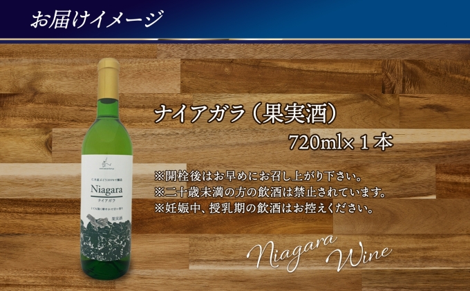 ナイアガラ ブドウ ワイン 720ml 1本 葡萄 ぶどう 果実 果実酒 お酒 アルコール 白ワイン 辛口 お取り寄せ ギフト gift ボトル 紙箱 御中元 お中元 自然農園 北海道 仁木町