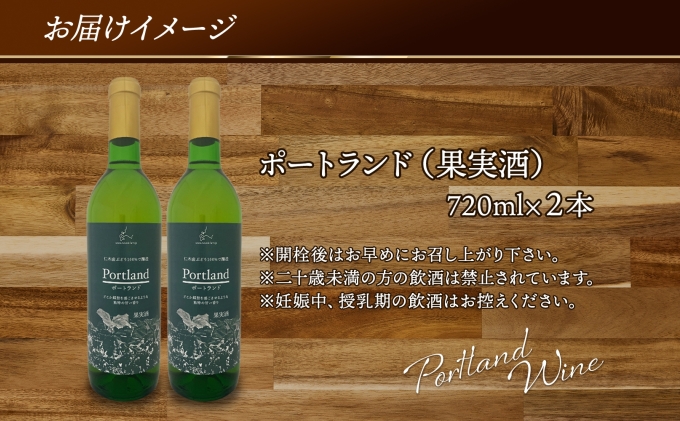 ポートランド ブドウ ワイン 720ml 2本 セット 葡萄 ぶどう 果実 果実酒 お酒 アルコール 白ワイン 辛口 お取り寄せ ギフト gift ボトル 紙箱 御中元 お中元 自然農園 仁木町