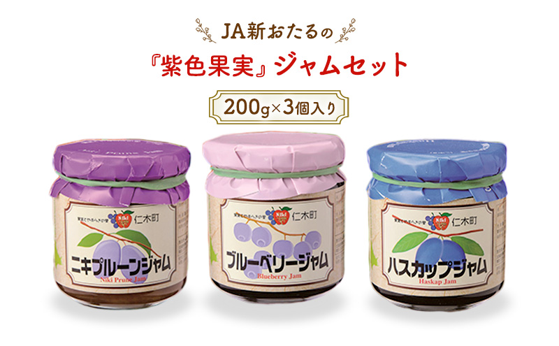 JA新おたるの『紫色果実』のジャムセット(200g×3個入り) ブルーベリー プルーン ハスカップ 果物 フルーツ[JA新おたる]