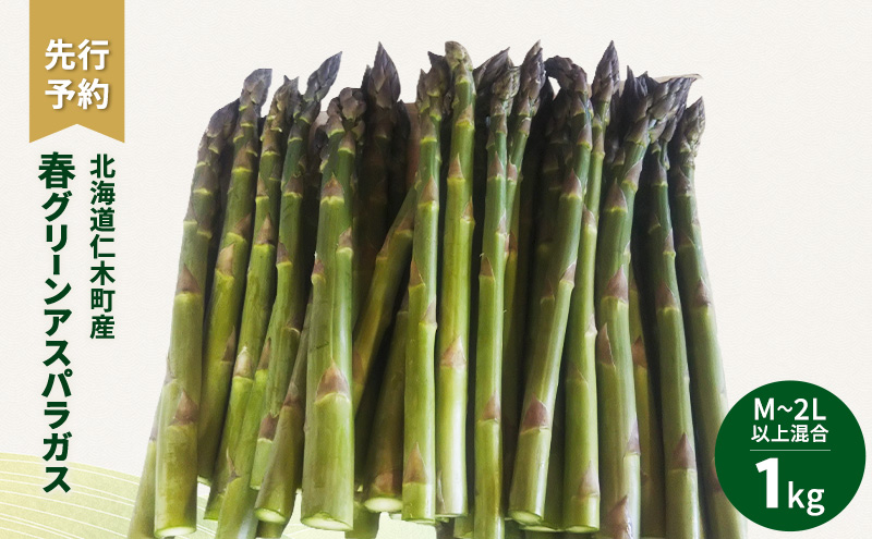 先行受付 北海道 仁木町産 春グリーンアスパラ M～2L以上混合 1kg アスパラ 野菜 新鮮 食材 春野菜 旬の野菜 北海道産 北海道野菜 国産 日本産 [古屋農園]