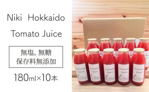 先行受付【2026年産】ミニトマト ジュース (北海道 仁木町産 ミニトマト[エコスイート]100％) 180ml×10本 無塩・無糖・保存料無添加【栽培期間中 農薬・化学肥料不使用 】 野菜飲料 ジュース トマト [Farm Watanabe]