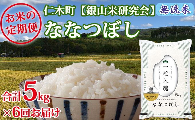 【2025年産米】6ヵ月 定期便 銀山米研究会の無洗米＜ななつぼし＞5kg　ご飯 ライス 白米 和食 炭水化物 主食 おにぎり お弁当 銘柄米 ブランド米 産地直送 [株式会社 松原米穀]