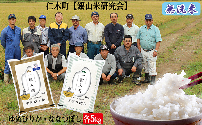【2025年産米】銀山米研究会の無洗米＜ゆめぴりか＆ななつぼし＞セット（計10kg）　ご飯 ライス 白米 ブランド米 おにぎり お弁当 北海道産 産地直送 時短 朝ごはん 夜ごはん 昼ごはん [株式会社 松原米穀]