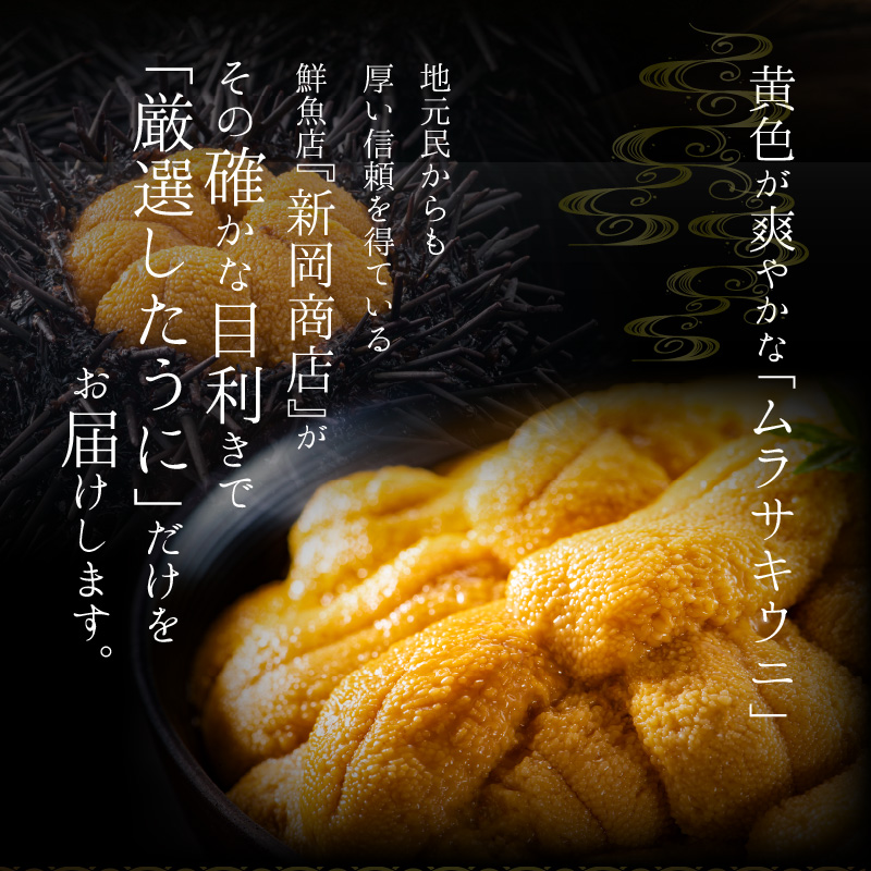 【2026年夏！新岡商店より発送】塩水ムラサキウニ（200g）【銀座の高級寿司店御用達】 塩水ウニ発祥の地 高級ウニ 高級雲丹 高級うに ムラサキウニ 白うに 白ウニ 目利き 北海道産ウニ 余市産ウニ _Y037-0339