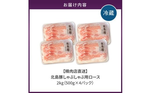 【精肉店直送】北海道産北島豚 しゃぶしゃぶ用ロース 2Kg【4つに小分け】_Y109-0004
