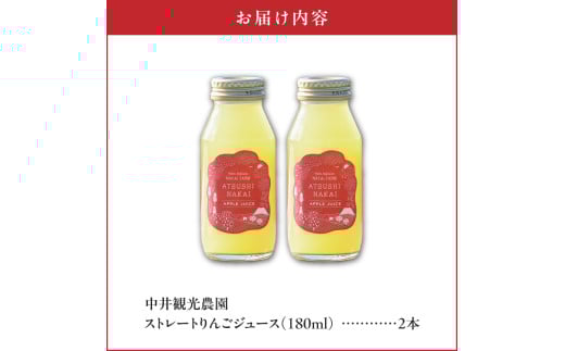 中井観光農園ストレートりんごジュース2本セット_Y037-0332