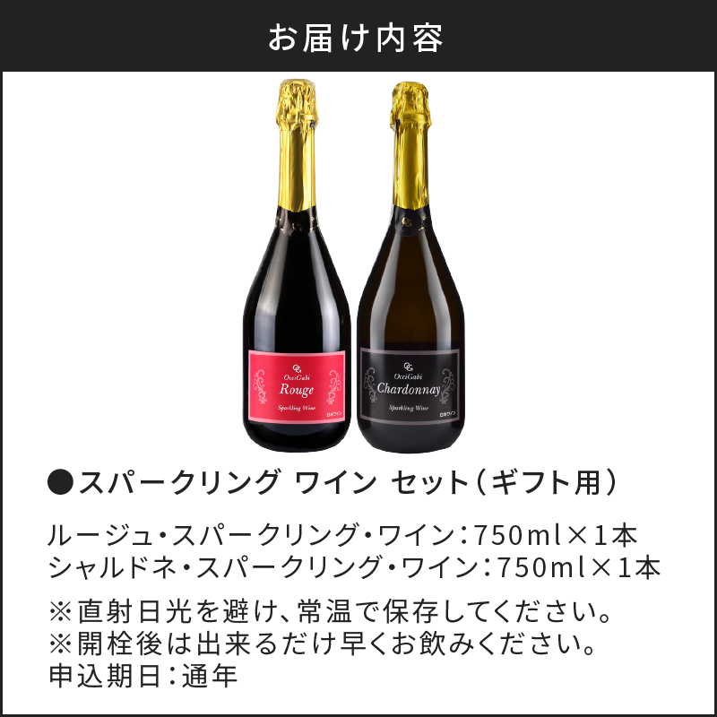 【2026年2月以降発送】特別なおもてなしに スパークリング ワイン 紅白セット 750ml  ×各1本 オチガビワイナリー 北海道 余市町産 飲み比べ ぶどう アルコール お酒 濃厚 フレッシュ 飲みやすい ギフト お祝い パーティー お取り寄せ _Y012-0101