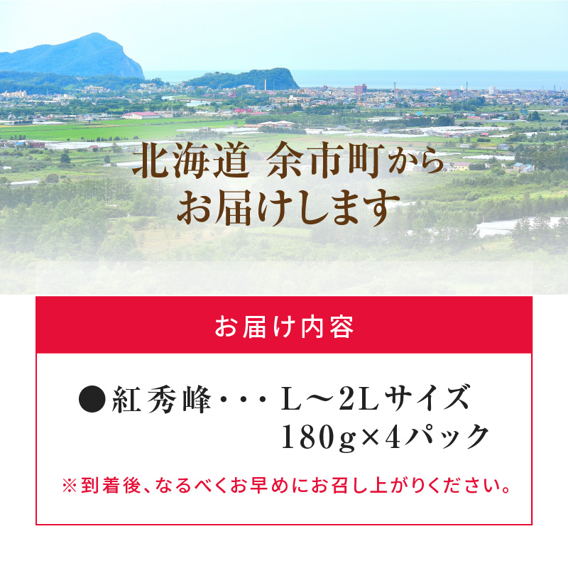 2026年発送【先行予約】令和8年産 紅秀峰【L～2Lバラ詰め】180g×4【ニトリ観光果樹園】余市 北海道 フルーツ王国 さくらんぼ サクランボ 桜桃 紅秀峰 余市産さくらんぼ 人気さくらんぼ ニトリ _Y074-0140