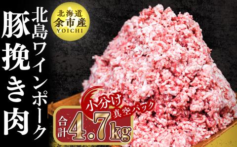 【農場直送】真空パック　北海道産　北島ワインポーク　挽き肉　4.7kg【小分け】_Y067-0029
